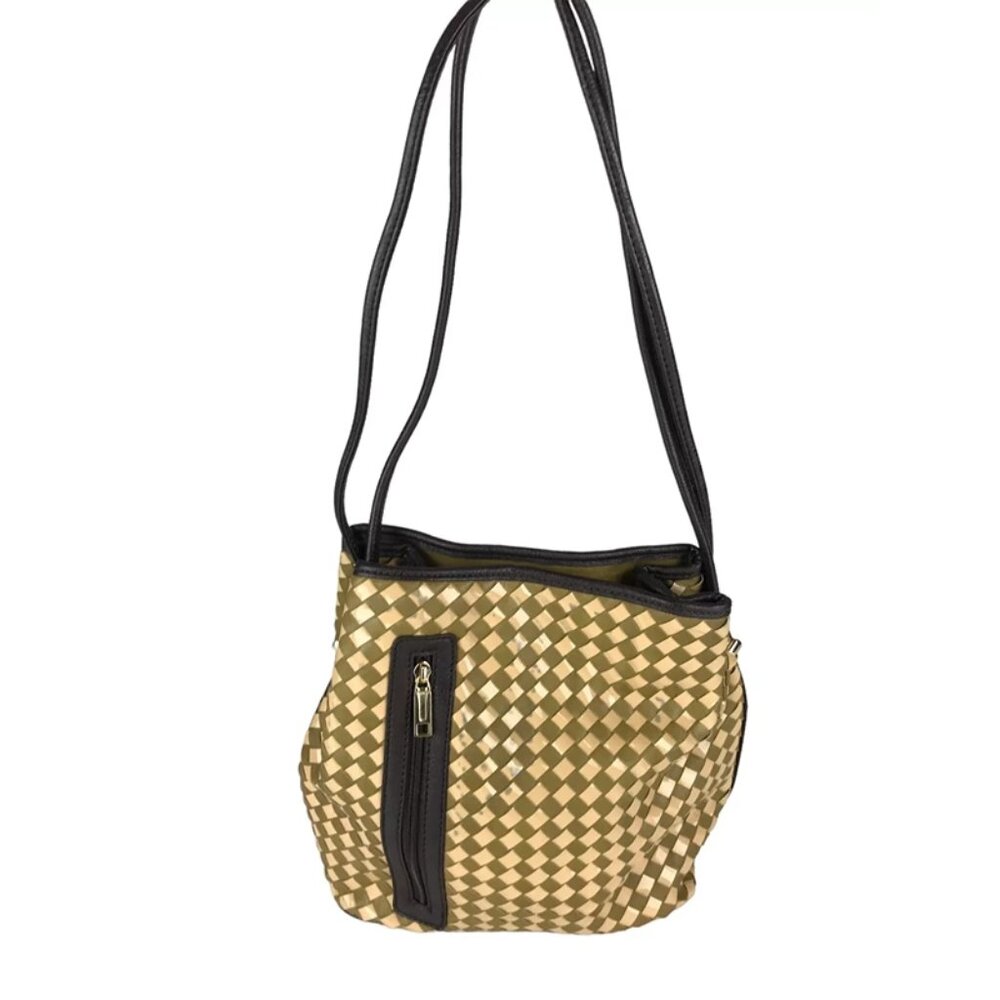 Samoe Style Womens Beige Brown Inner Zip‎ Pocket Double Shoulder Strap Sling Bag